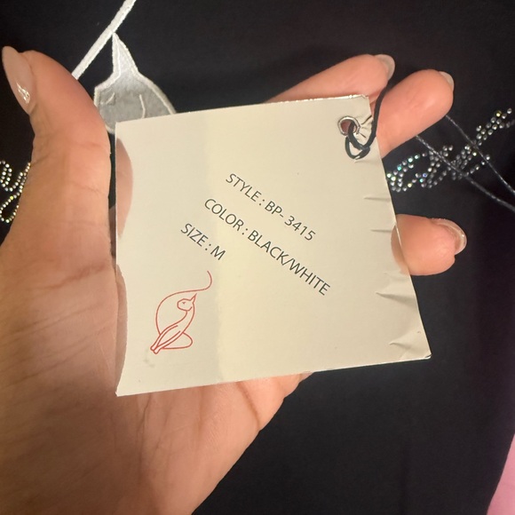 Baby Phat Black Tee with Silver Cat Design, Size Medium - Picture 4 of 5